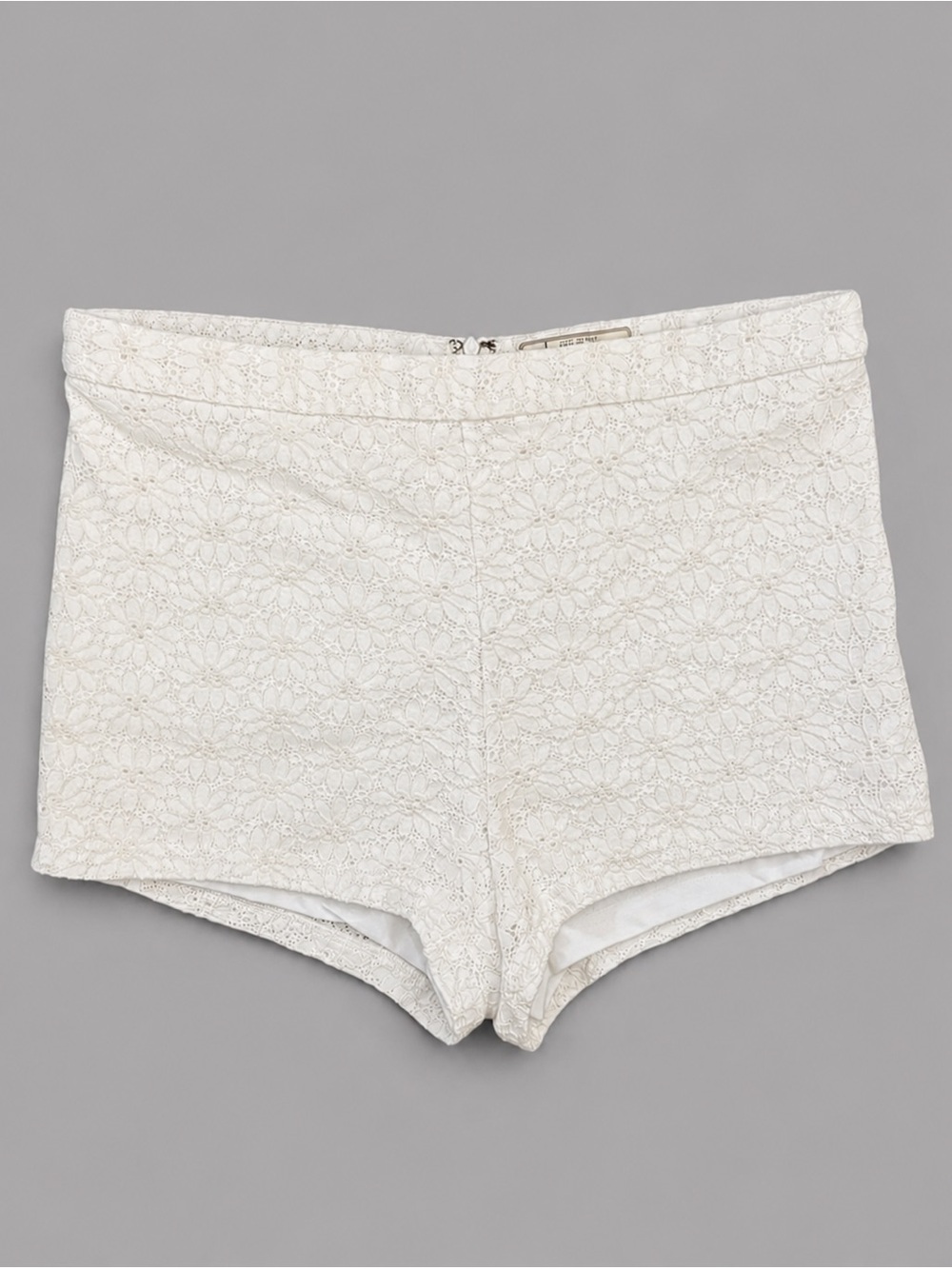 Free People Lace Shorts Cream High Rise Boho Lined Size 12 Floral